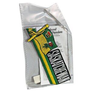 New Embroidered Iron On Saskatchewan Green & Yellow Flag Patch
